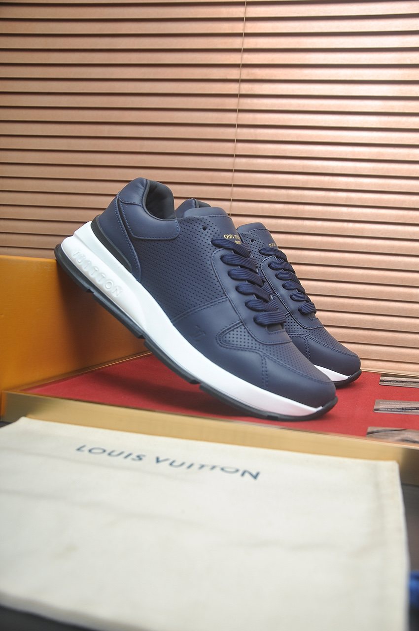 Louis Vuitton Navy Blue Low-Top Sneakers — front