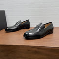 Zegna Black Leather Strap Loafers — hero