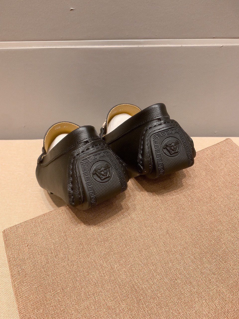 Versace Black Medallion Loafers — back