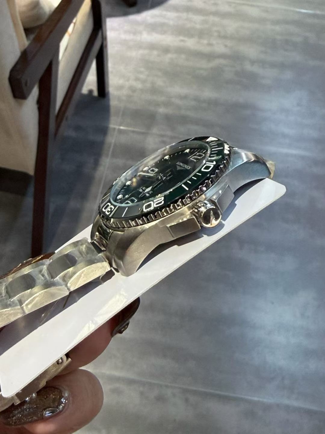 Longines Green Dial Bracelet Watch — side
