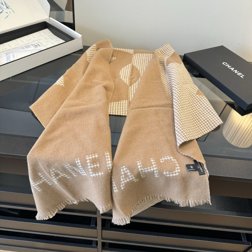 Chanel Houndstooth Fringed Scarf — hero