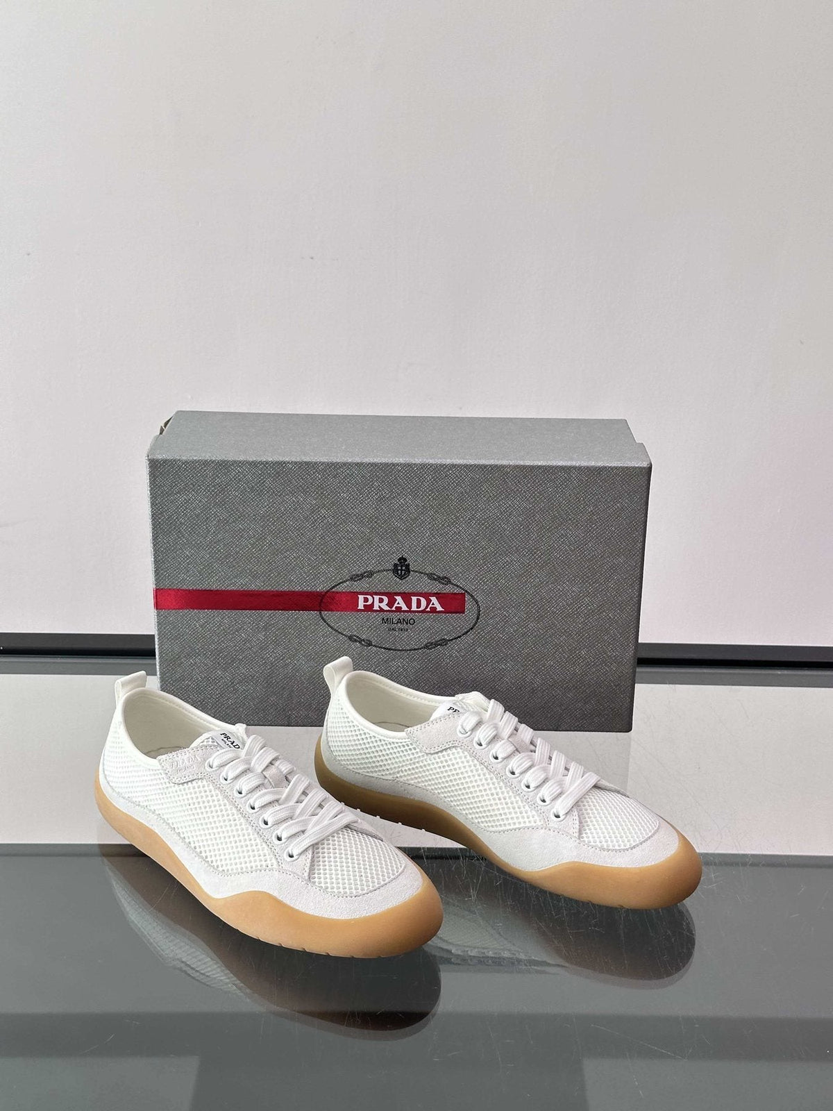 Prada Low-Top Perforated Sneakers — front