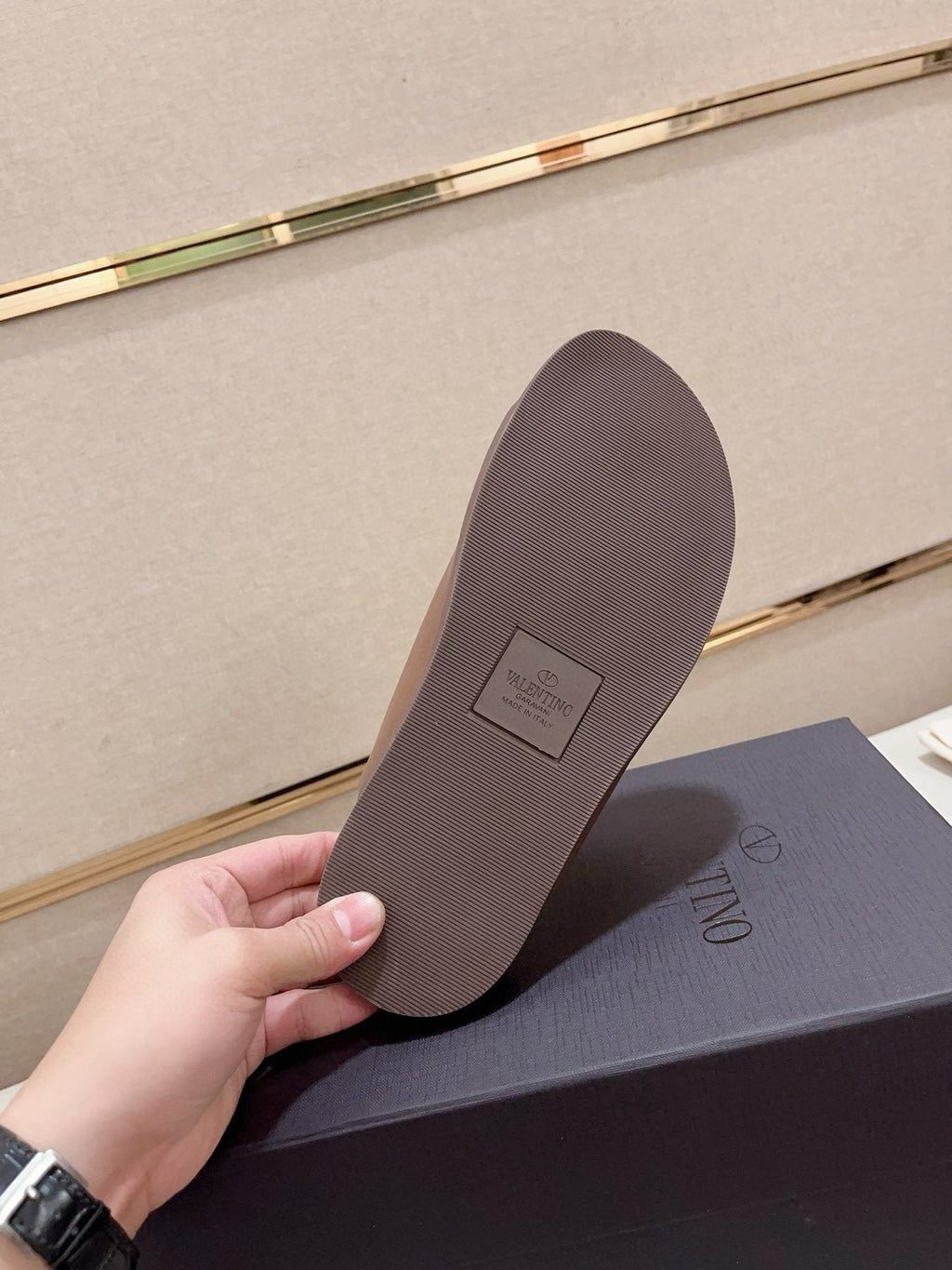 Valentino V Logo Slide Sandals — back